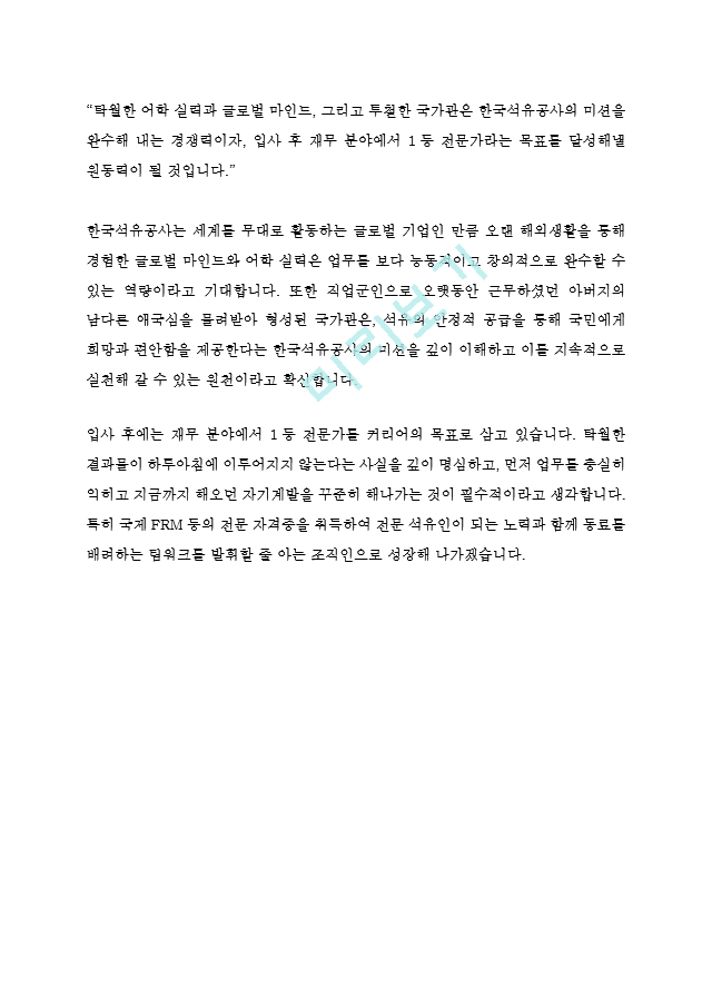 한국석유공사 KNOC 재무 회계 세무 최신 BEST 합격 자기소개서!!!!   (6 페이지)